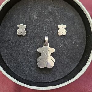 Tous bear silver earings and pendant